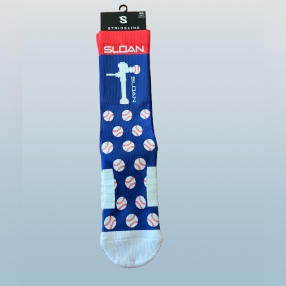 NWT STRIDELINE Men's Blue Baseball Socks, Sz M/L